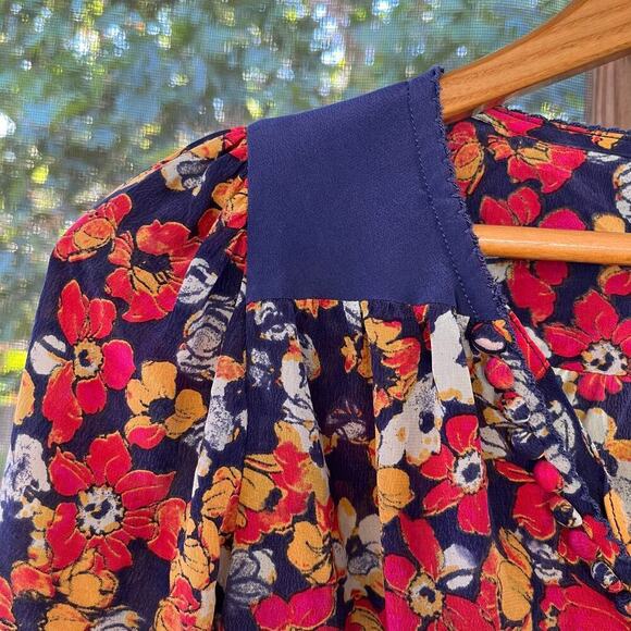 Anthropologie Porridge Colorful Floral 100% Silk Blouse Size S - Picture 4 of 7